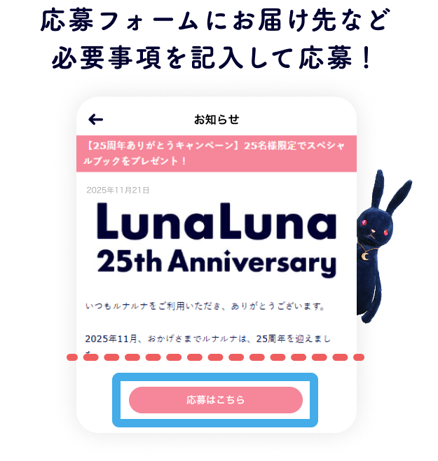 応募フォームにお届け先など必要事項を記入して応募！